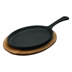 Cast Iron Fajita Platter with Wooden Stand