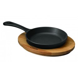 Cast Iron Frying Pan with Wooden Stand