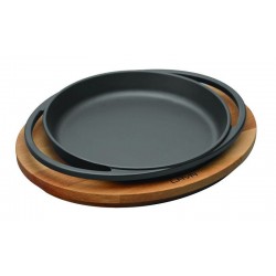 Cast Iron Frying Pan with Wooden Stand