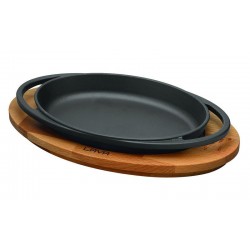 Cast Iron Oval Platter with Wooden Stand