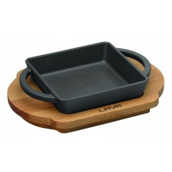 LAVA Rectangular pan with wooden service stand