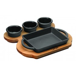 LAVA Rectangular pan with wooden service stand