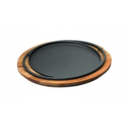 Cast Iron Pizza Platter with Wooden Stand