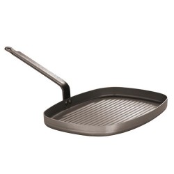 Black Iron Ribbed Pan