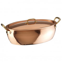 Tinned Copper Oval Saucepan with Cover