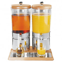 Juice dispenser 2x6 l, stainless steel/beech wood